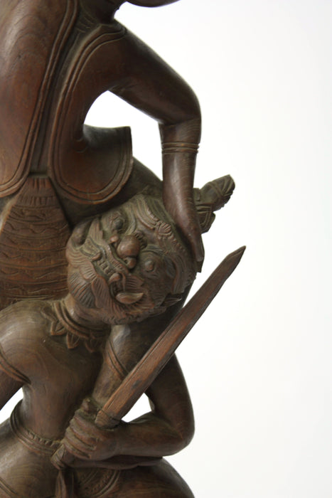 19th Century Burmese Teak Carving - Hanuman and Rama