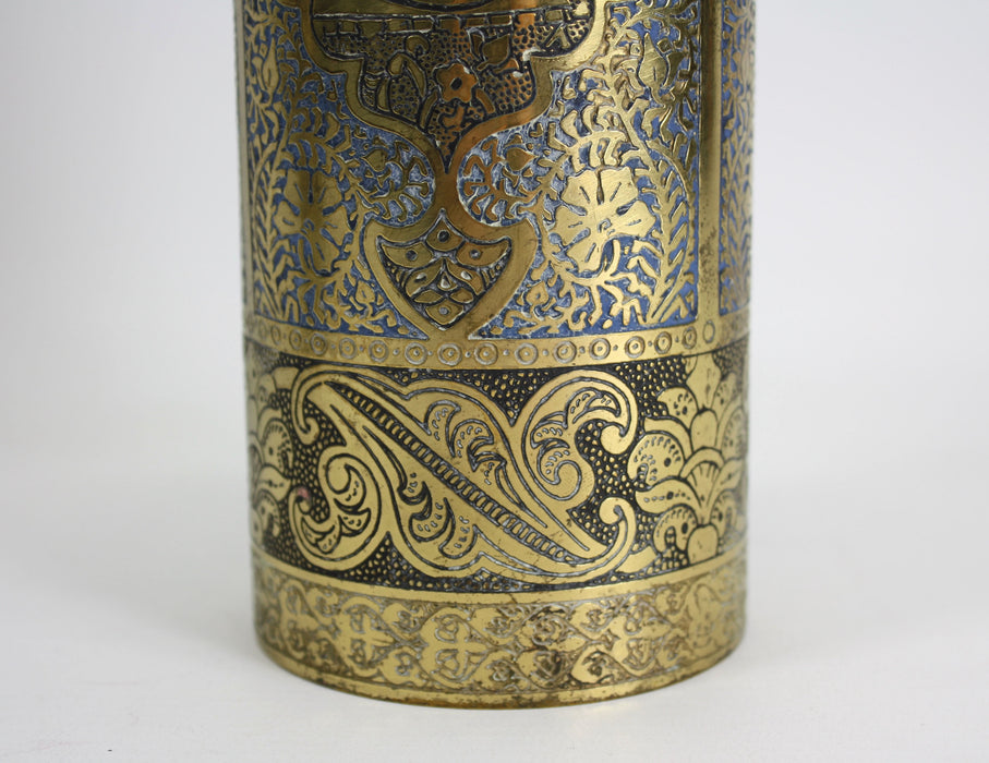 Pair of Vintage Kinco Brass Vases in Persian Style, 22.5cm high