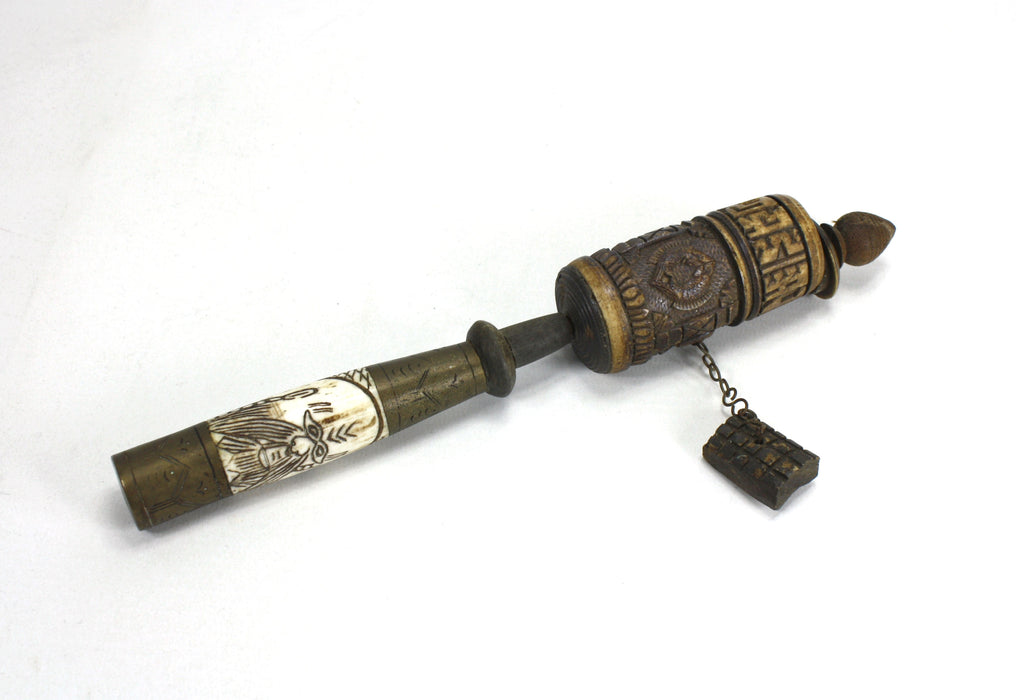 Antique Tibetan Prayer Wheel, Bone handle, PW2