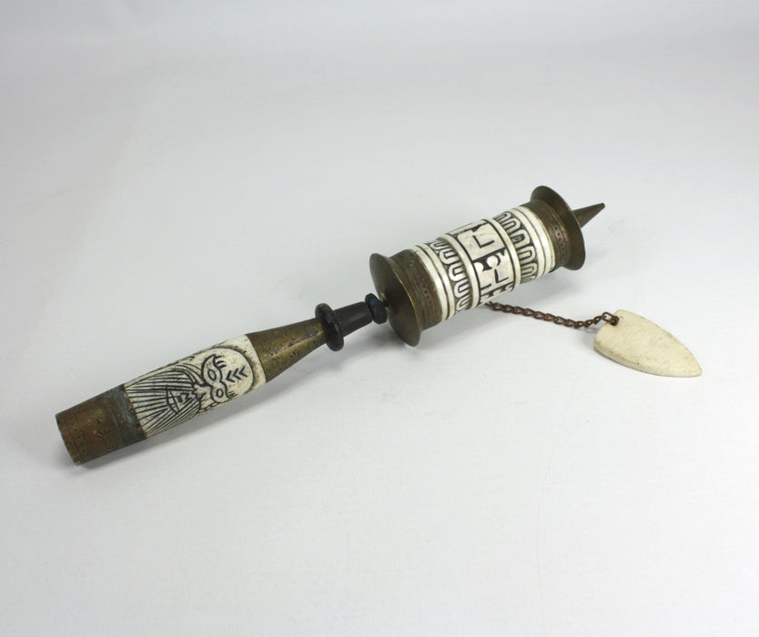 Antique Tibetan Prayer Wheel, Bone handle