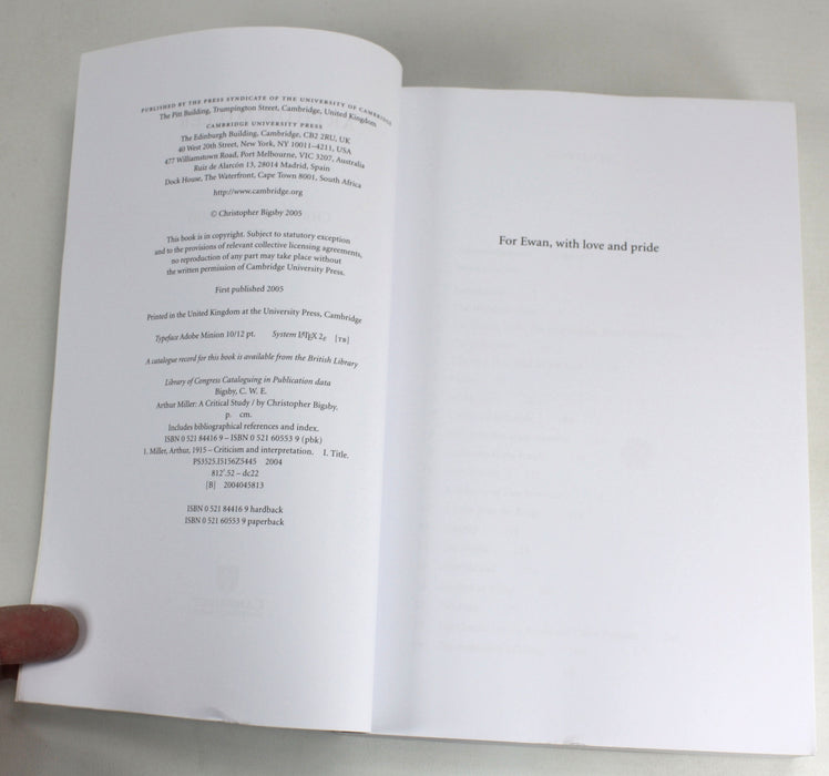 Arthur Miller; A Critical Study, by Christopher Bigsby, 2005