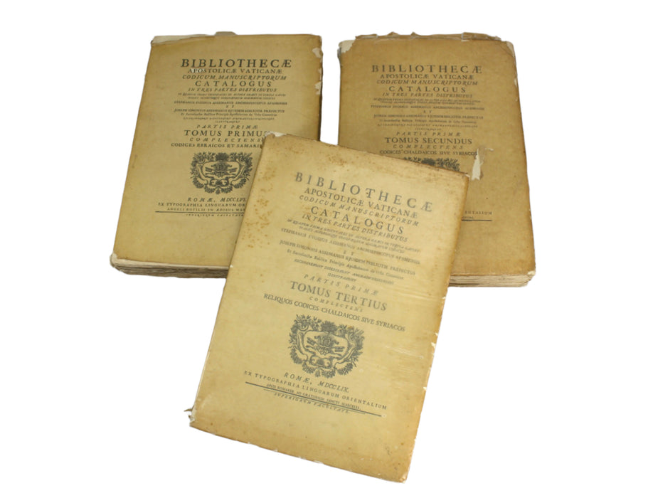 Bibliothecae Apostolicae Vaticanae Codicum Manuscriptorum Catalogus, Assemanus, 3 Volumes Complete, 1926-1930.