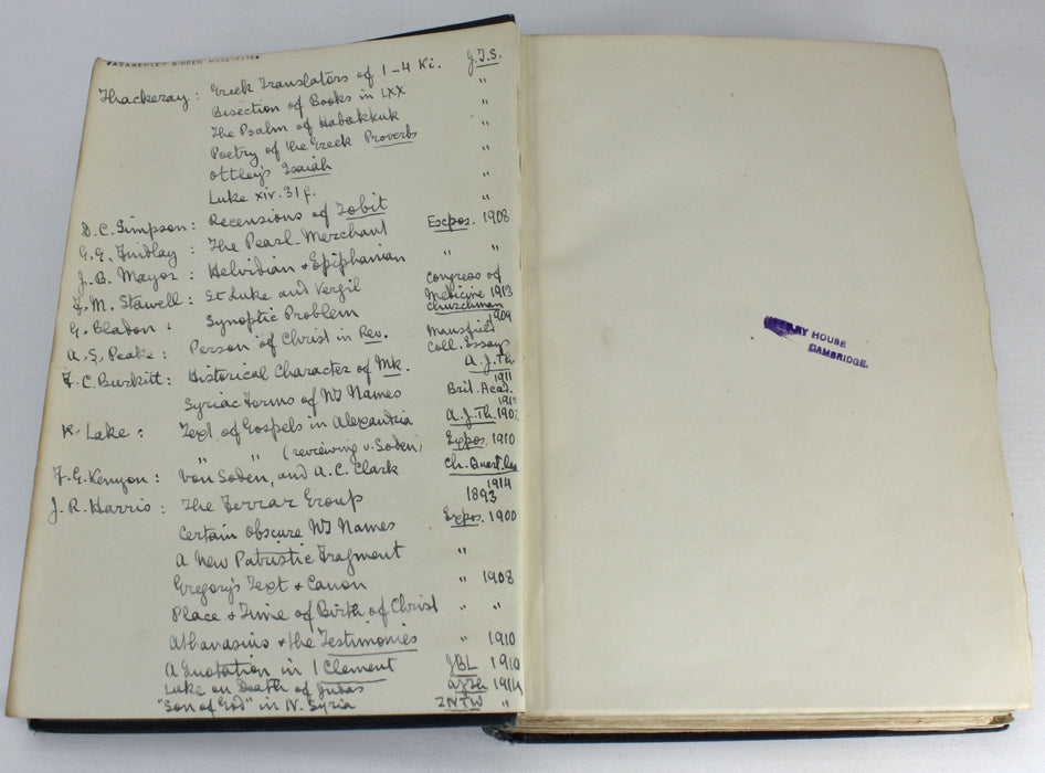 Bound Collection of Biblical Pamphlets, 1914. Collated by James Hope Moulton, with Correspondence.