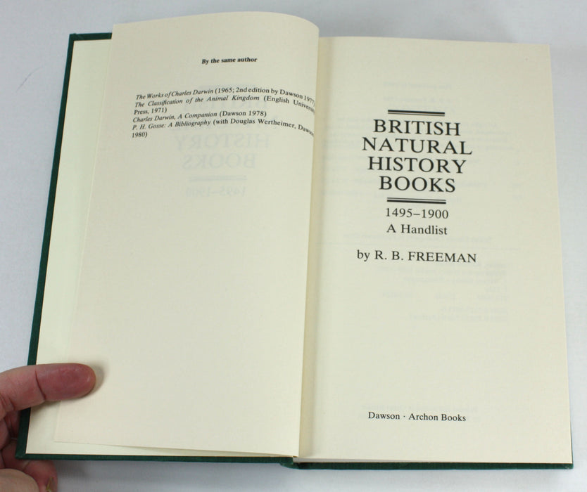 British Natural History Books 1495-1900, R.B. Freeman, 1980