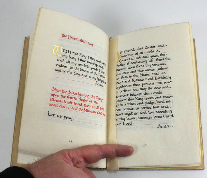 Bound Vellum Manuscript Book of Wedding Service, Church of St Mary Magdalene, Enfield 1911