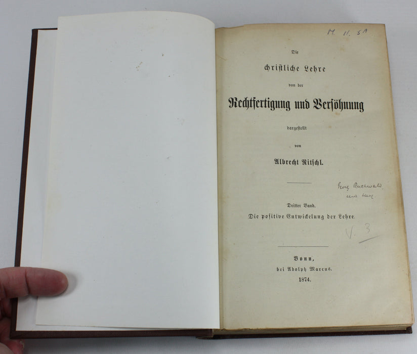Die Christliche Lehre von der Rechtfertigung und Versohnung by Albrecht Ritschl, 3 Volume Set, 1870 - 1874