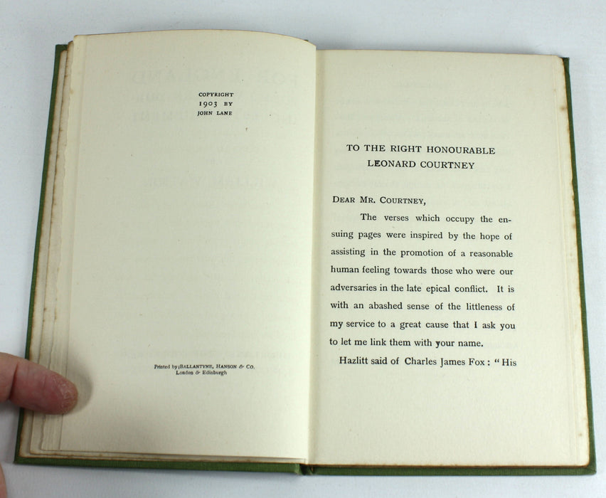 For England; Poems Written During Estrangement, by William Watson, 1904