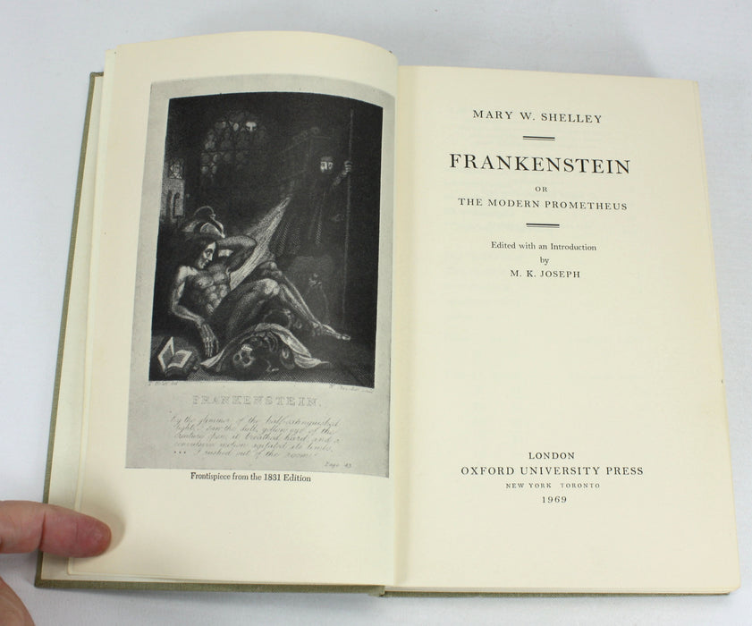 Frankenstein or The Modern Prometheus by Mary W. Shelley, Oxford, 1969