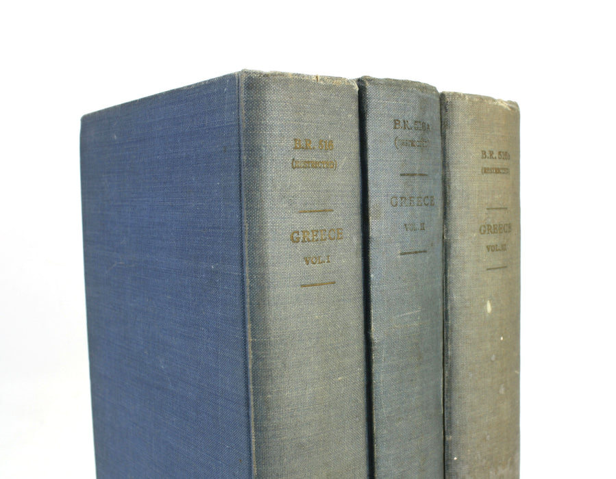 Geographical Handbook Series; Greece - 3 Volumes. Restricted Naval Intelligence Division set