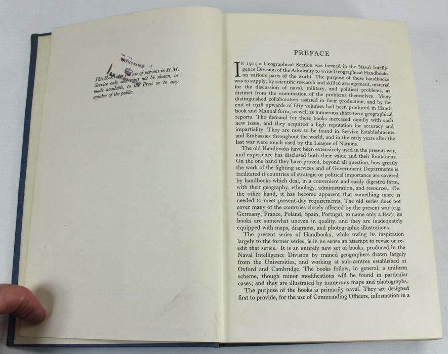 Geographical Handbook Series; Greece - 3 Volumes. Restricted Naval Intelligence Division set