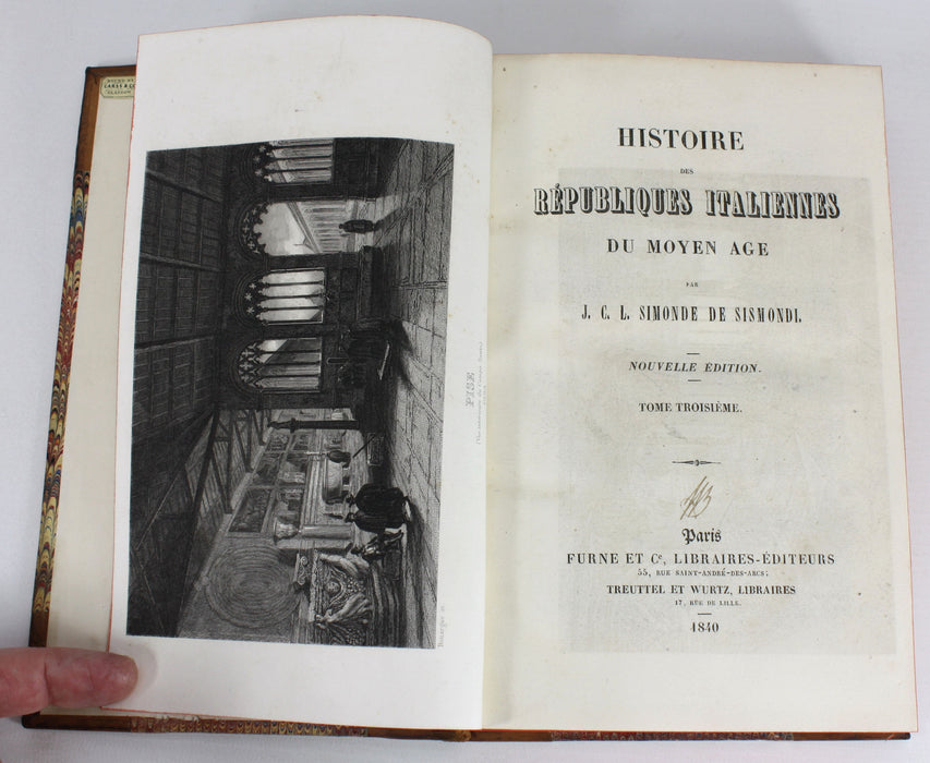 Histoire Des Republiques Italiennes Du Moyen Age, J C L Simonde de Sismondi, 1840