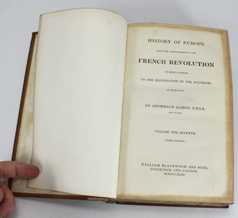 Archibald Alison, History of Europe, 1843, 10 Volumes. French History.