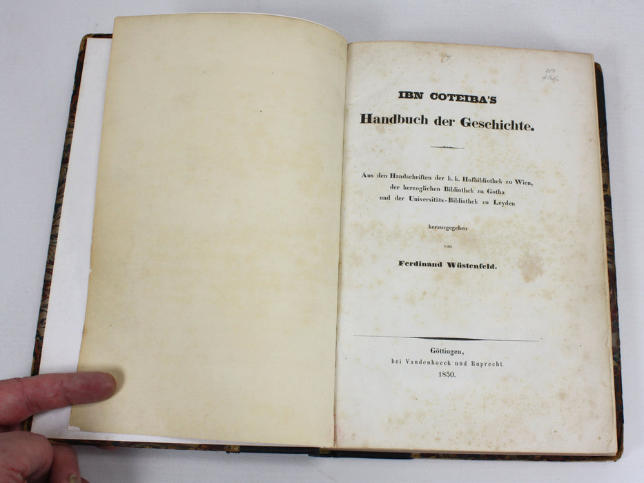 Ibn Coteiba's Handbuch der Geschichte 1850, Ibn Qutaybah (ابن قتيبة)