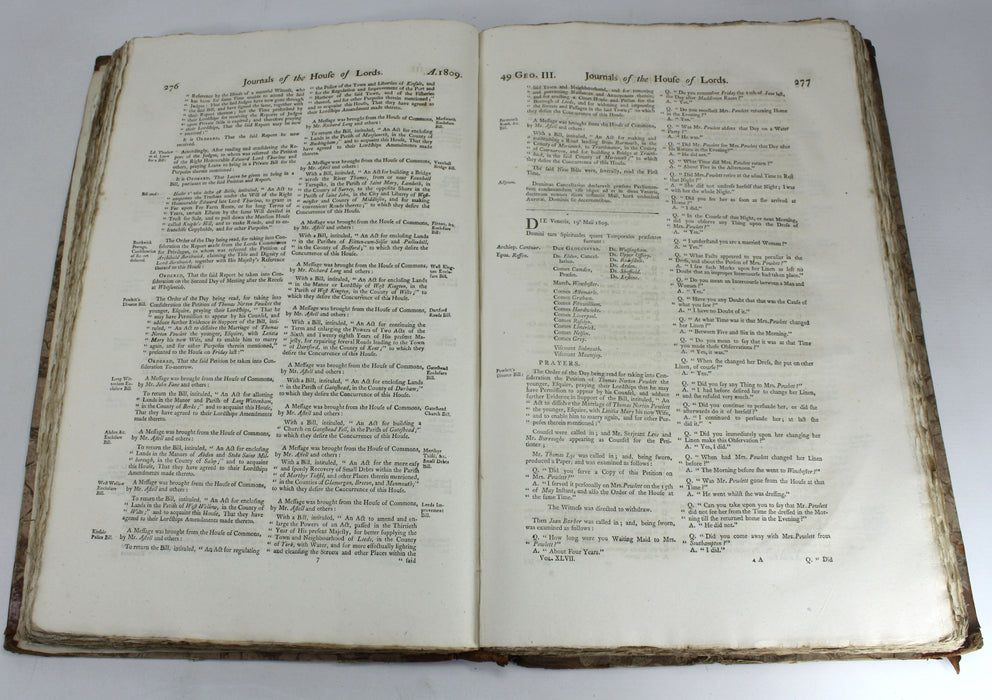 Journals of the House of Lords Volume 47, 1809. Elephant folio.