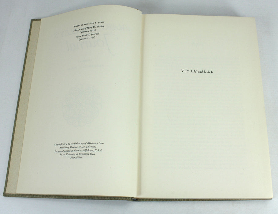 Mary Shelley's Journal, Frederick L. Jones, University of Oklahoma Press, 1947