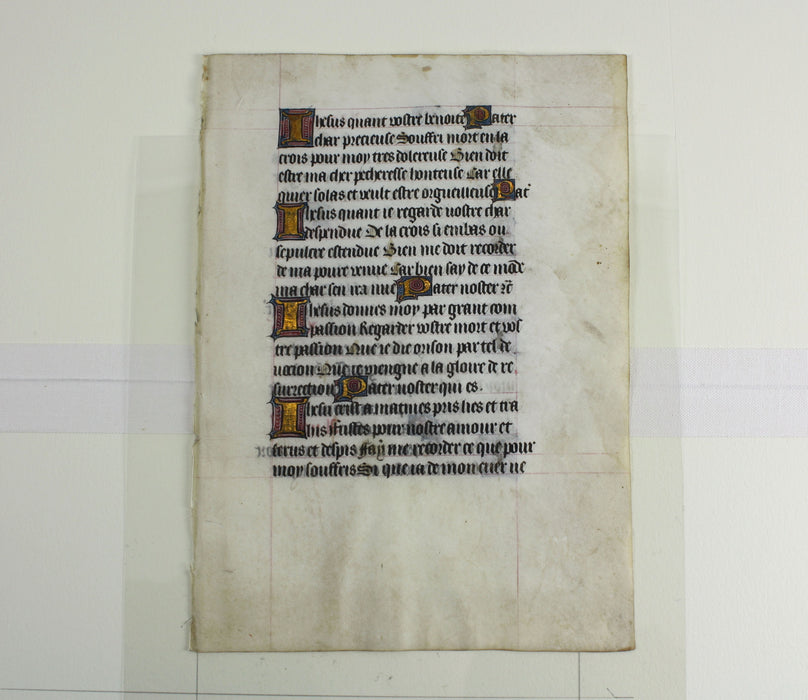 Medieval Illuminated Manuscript Leaf, 15th Century, French Book of Hours