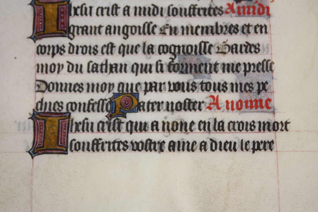 Medieval Illuminated Manuscript Leaf, 15th Century, French Book of Hours