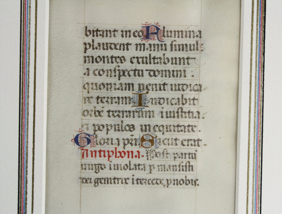 Medieval Illuminated Manuscript Leaf, 15th Century, Book of Hours