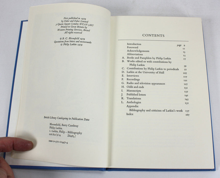 Philip Larkin; A Bibliography 1933-1976 by D. C. Bloomfield