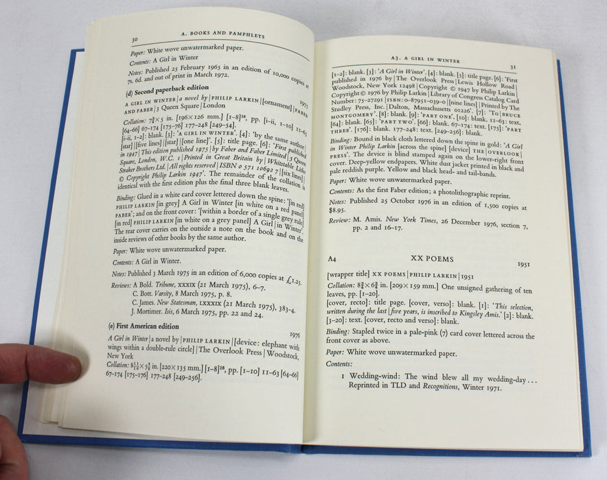 Philip Larkin; A Bibliography 1933-1976 by D. C. Bloomfield