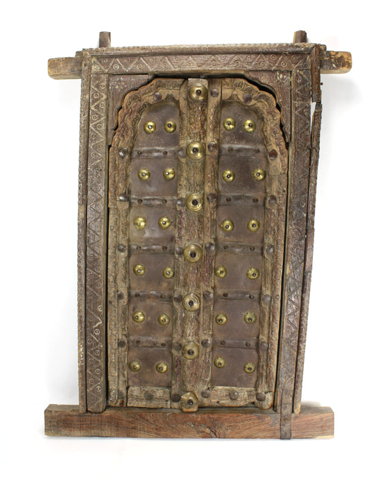 Indian Antique, Rajasthan, 19th Century, Wooden Shutters with Frame.