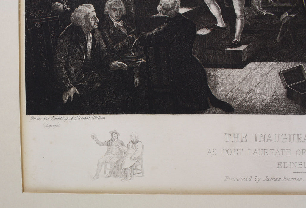 The Inaugration of Robert Burns, As Poet Laureate of the Lodge 1787, Pub. 1862. Freemasonry print.