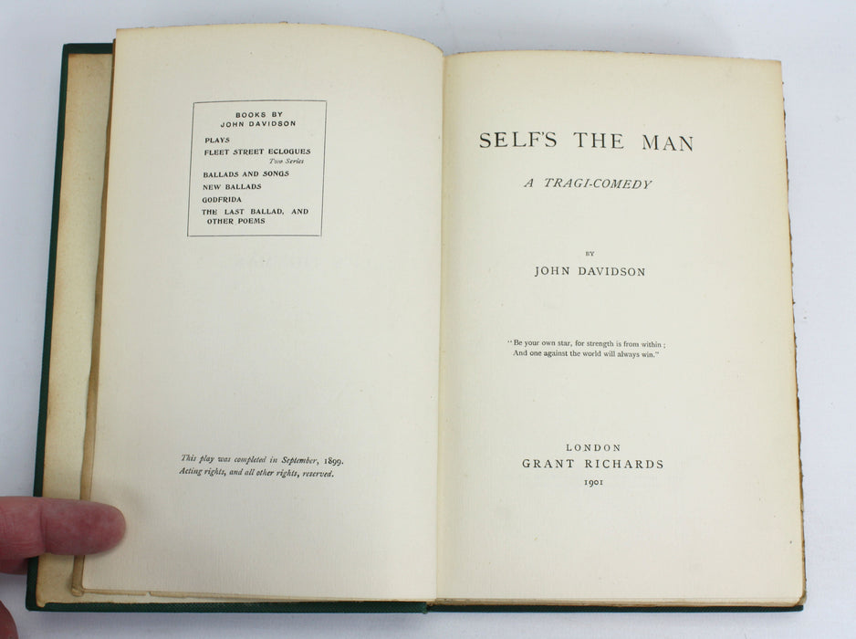 Self's The Man, John Davidson, 1901