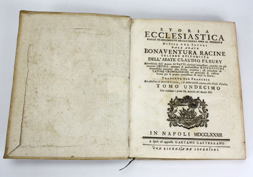 Storia Ecclesiastica, Bonaventura Racine, Dell' Abate Claudio Fleury, 1782