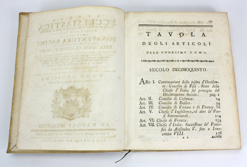 Storia Ecclesiastica, Bonaventura Racine, Dell' Abate Claudio Fleury, 1782