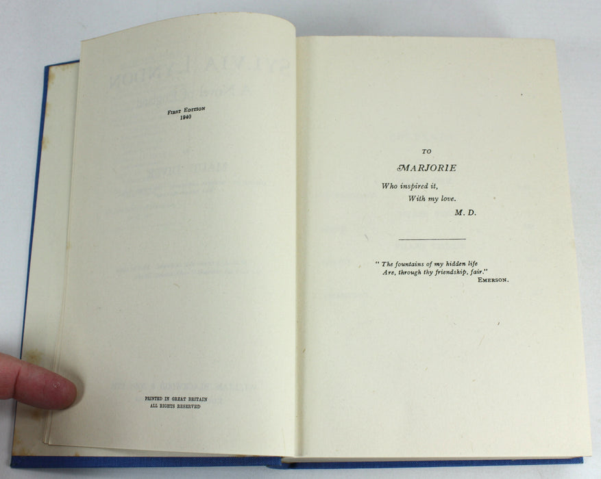 Sylvia Lyndon, A Novel of England, by Maud Diver, 1940