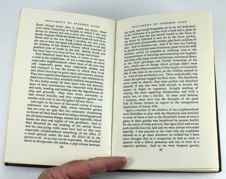 Testament of Stephen Fane by Neil Bell, inscribed by author, 1961