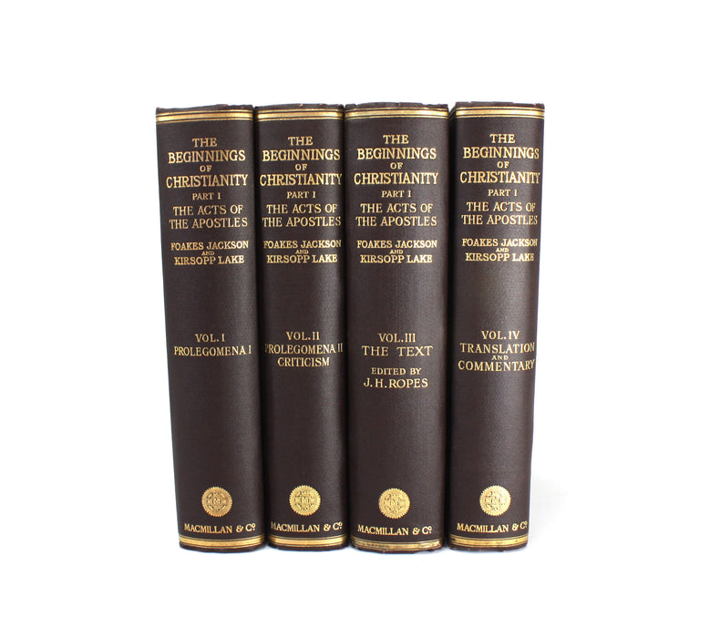 The Beginnings of Christianity; Part I; The Acts of the Apostles, F. Jackson and K. Lake, 4 volume set, 1920-1933