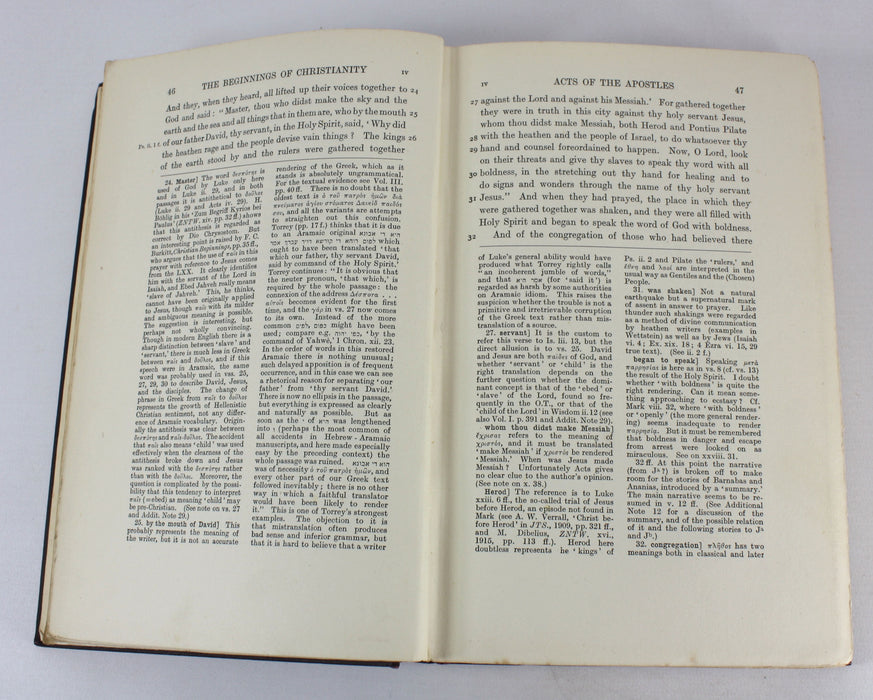 The Beginnings of Christianity; Part I; The Acts of the Apostles, F. Jackson and K. Lake, 4 volume set, 1920-1933