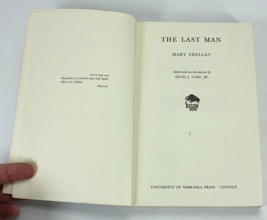 The Last Man, by Mary Shelley, Hugh J Luke, Nebraska, 1965