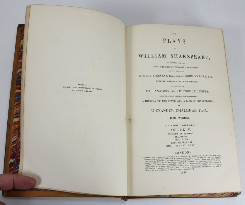 The Plays of William Shakspeare, Alexander Chalmers, 8 Volumes, 1856