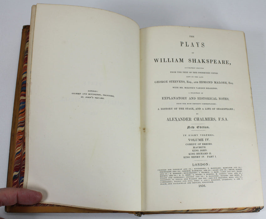 The Plays of William Shakspeare, Alexander Chalmers, 8 Volumes, 1856