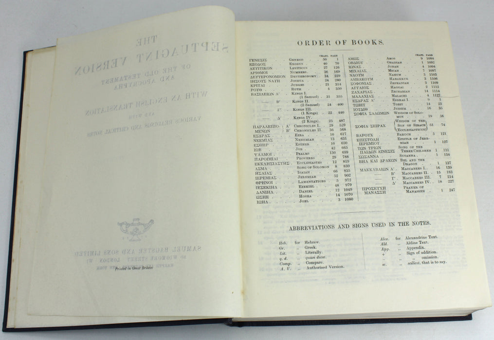The Septuagint Version of the Old Testament and Apocrypha, Greek and English