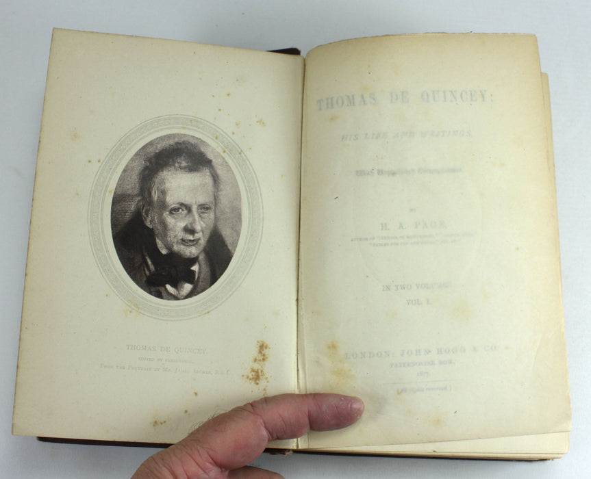Thomas De Quincey; His Life and Writings, by H A Page, 1877