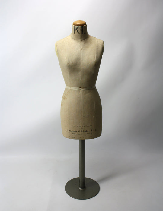 Vintage Kennett & Lindsell dressmaker's mannequin; miniature size 70cm tall.