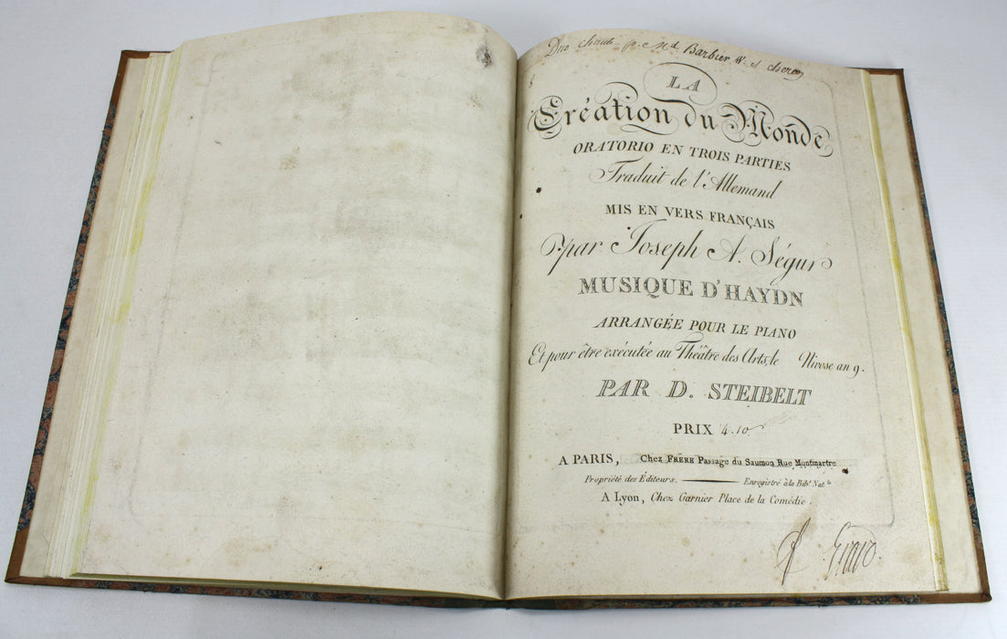 Original 19th Century Sheet Music Book, pre-Victorian era. Book M4. Haydn's La Creation du Monde.