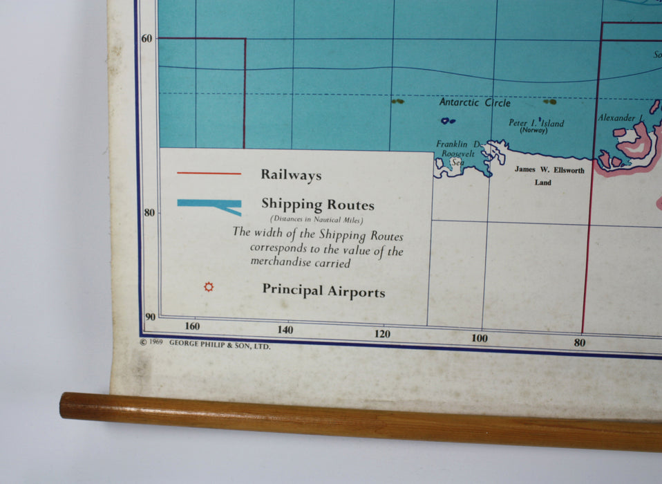 Philips' Smaller School-Room Map of The World, 112cm x 90cm, 1969