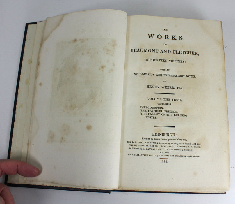 The Works of Beaumont and Fletcher, Henry Weber, 14 Volume Set 1812