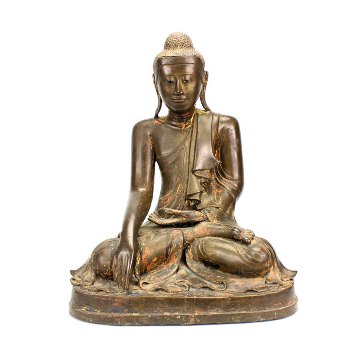 Burmese Mandalay Bronze Seated Buddha, 19th Century.