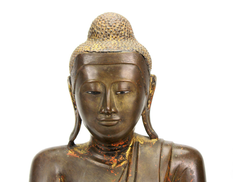 Burmese Mandalay Bronze Seated Buddha, 19th Century.