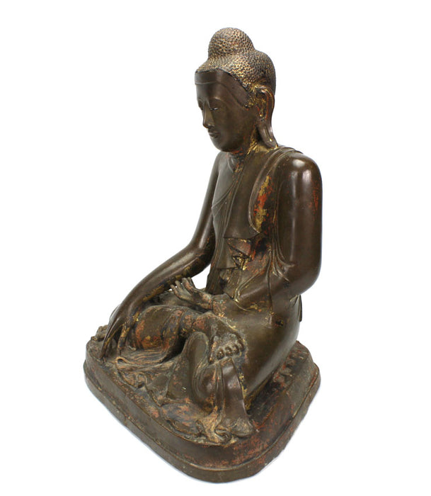 Burmese Mandalay Bronze Seated Buddha, 19th Century.