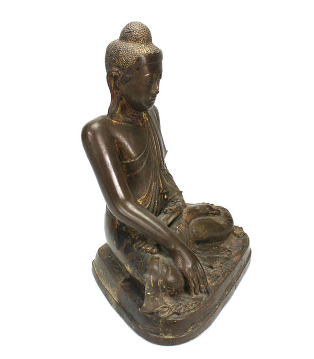 Burmese Mandalay Bronze Seated Buddha, 19th Century.