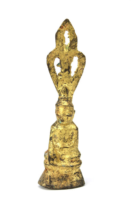 Antique Burmese gilded bronze seated Bodhisattva figures, 18th-19th Century