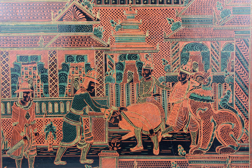 Burmese lacquerware Yun storage chest, Thitta