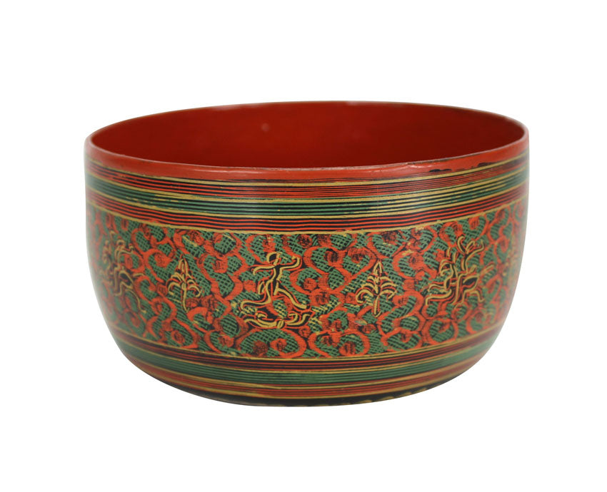 Burmese lacquer set of 3 bowls, Yun design, 10.3cm