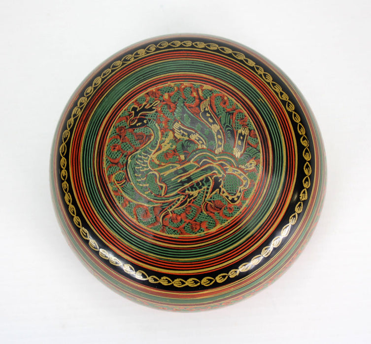 Burmese lacquer set of 3 bowls, Yun design, 10.3cm